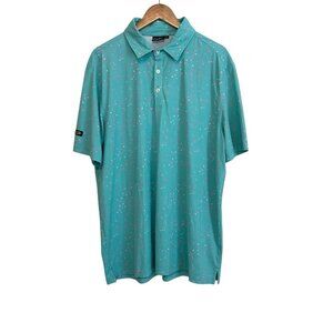 Sunday Swagger Men’s XL Short Sleeve Teal, Pink And White Golf Polo Shirt